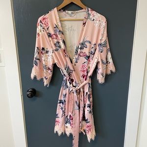 Silk floral robe